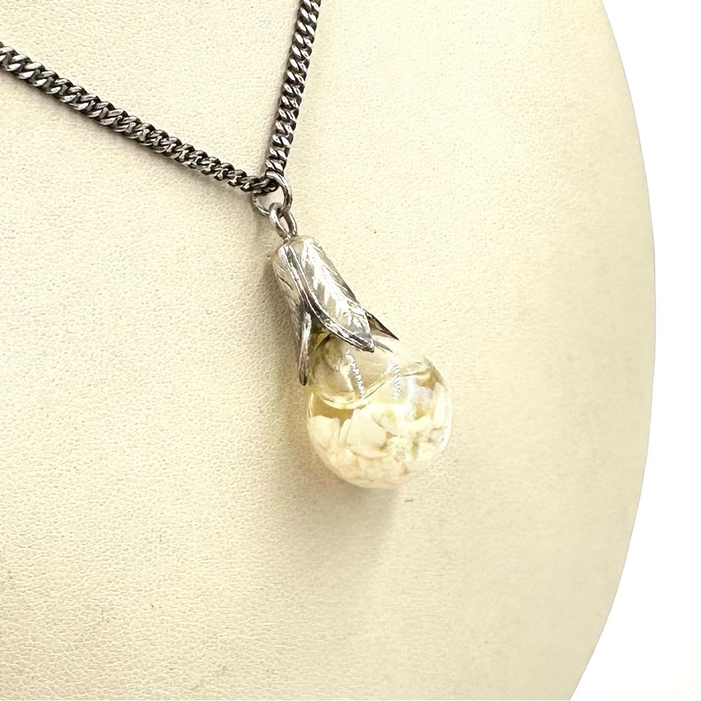 Vintage Sterling Silver Floating Opal Pendant Necklace - Picture 8 of 9